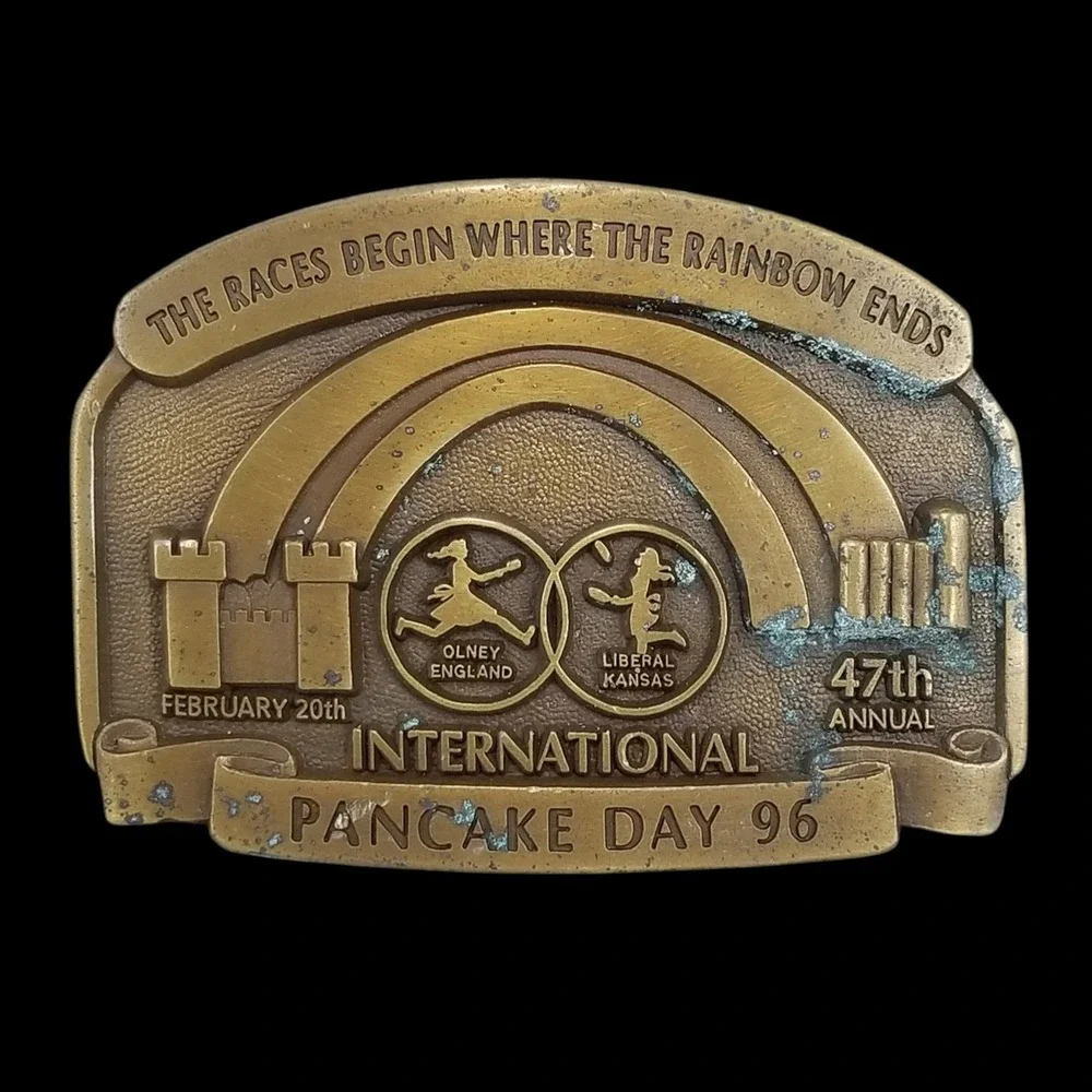 Western Associates Belt Buckle 47th International Pancake Day 1996 Solid‎ Brass